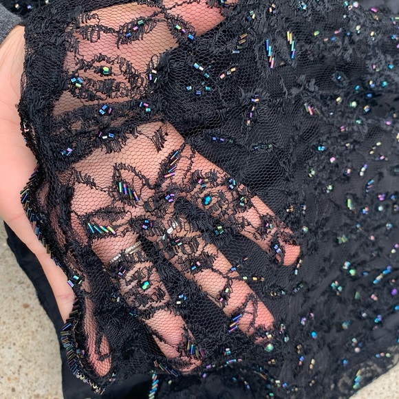 Peak Evenings Hand Beaded Black Dress Size 6 - Picture 5 of 7